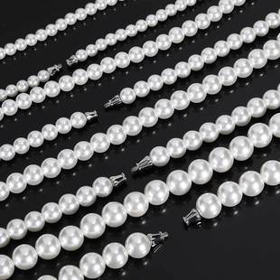 European Hip Hop 8mm Stainless Steel Cuban Link Chain Mixed Pearl Necklace
