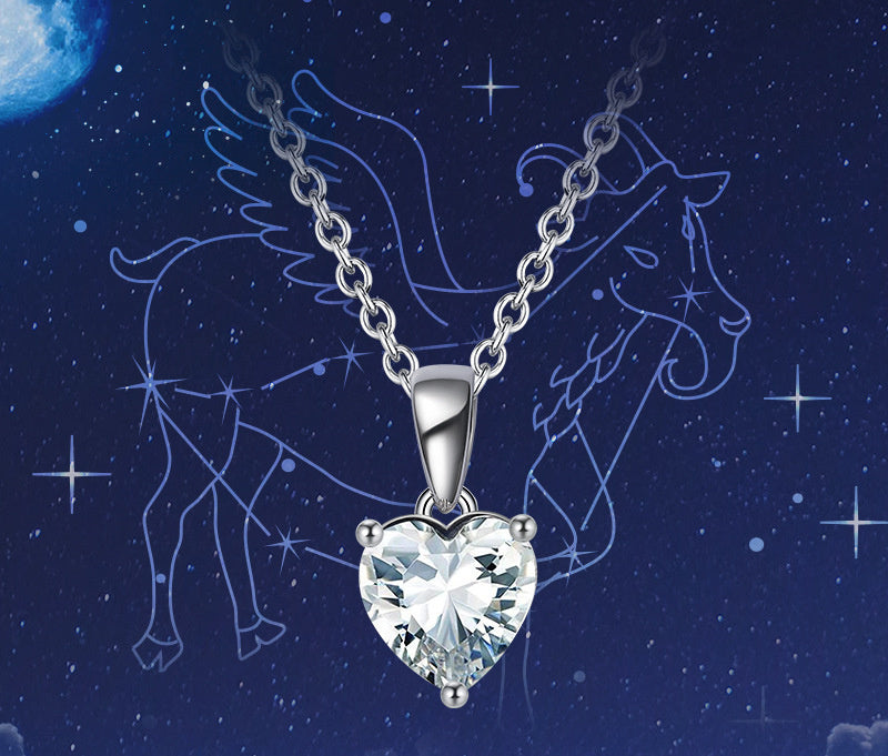 Sterling Silver Necklace Zodiac Three-Claw Birthstone