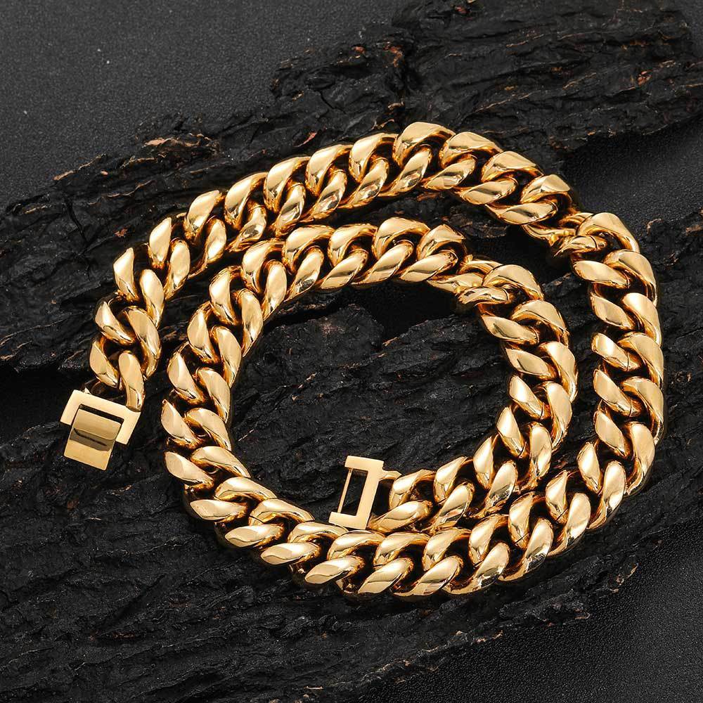 Jewelry Buckle Stainless Steel Cuban Link Chain Encrypted Titanium Steel Necklace