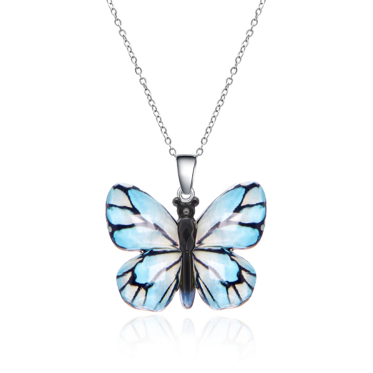 Women's Stainless Steel Retro Multi-color Butterfly Necklace