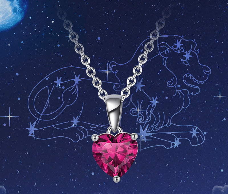 Sterling Silver Necklace Zodiac Three-Claw Birthstone