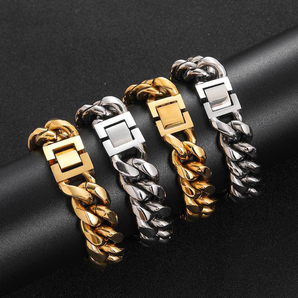 Jewelry Buckle Stainless Steel Cuban Link Chain Encrypted Titanium Steel Necklace
