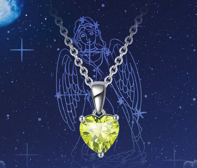 Sterling Silver Necklace Zodiac Three-Claw Birthstone