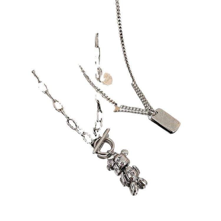 Bear Double Layered Necklace Versatile Personality