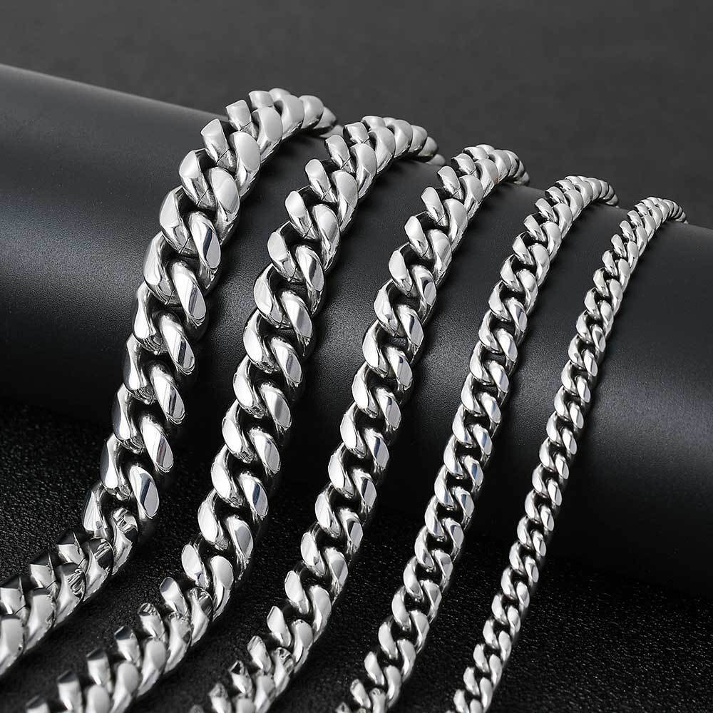 Jewelry Buckle Stainless Steel Cuban Link Chain Encrypted Titanium Steel Necklace