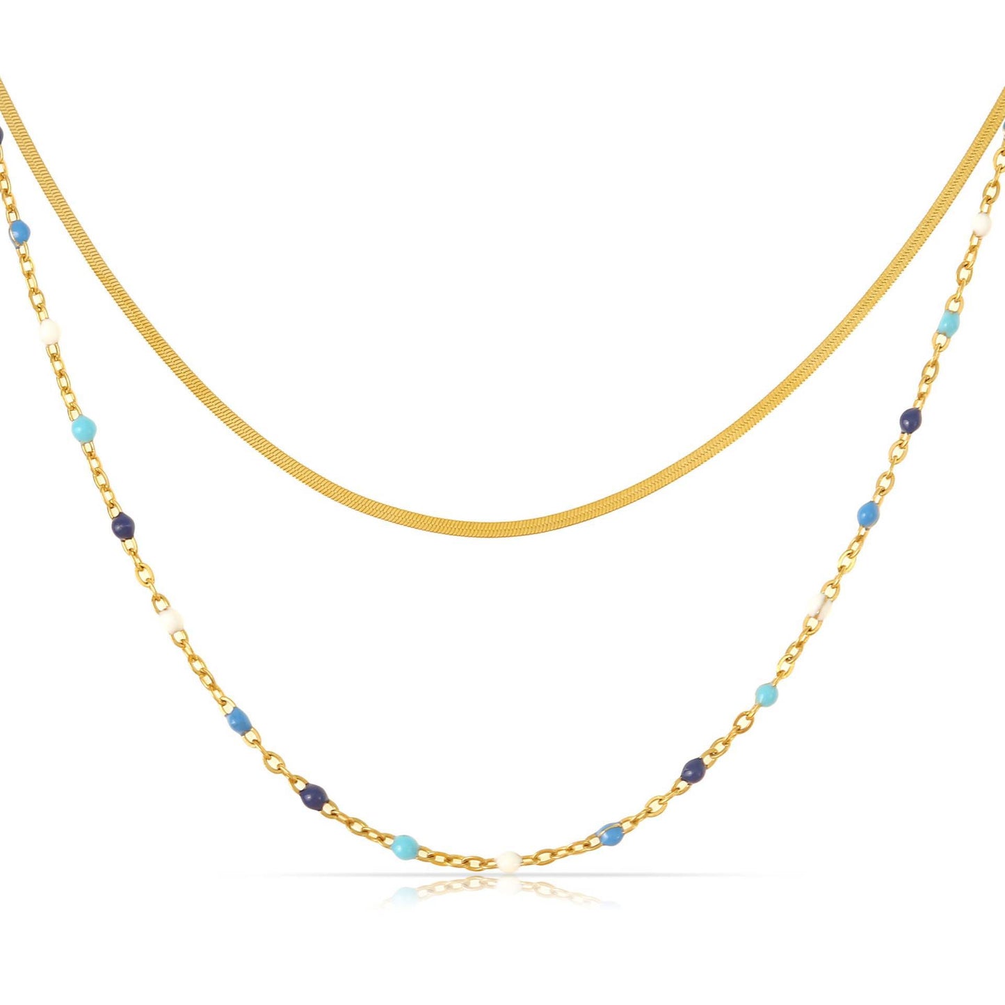 Multicolor Epoxy Chain Snake Bone Layered Necklace