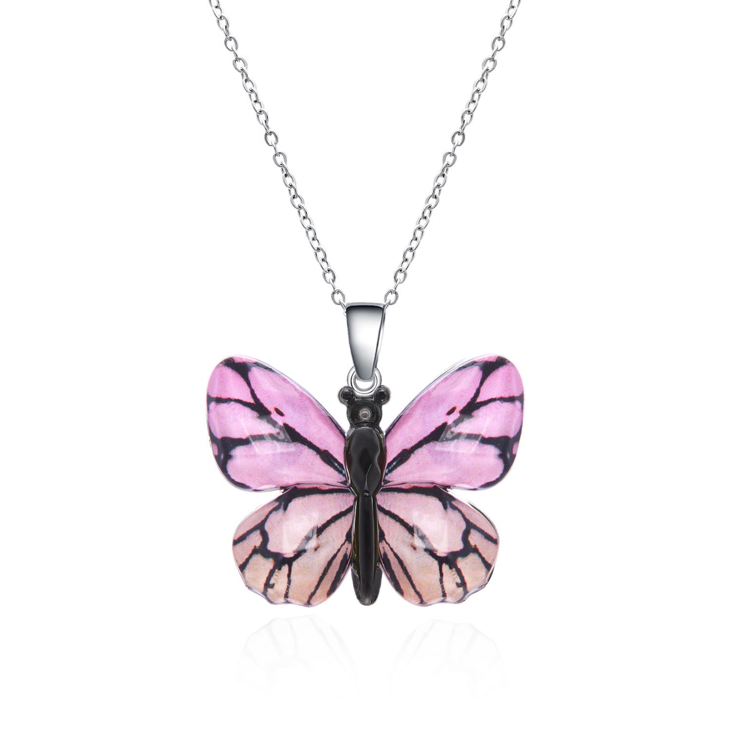 Women's Stainless Steel Retro Multi-color Butterfly Necklace