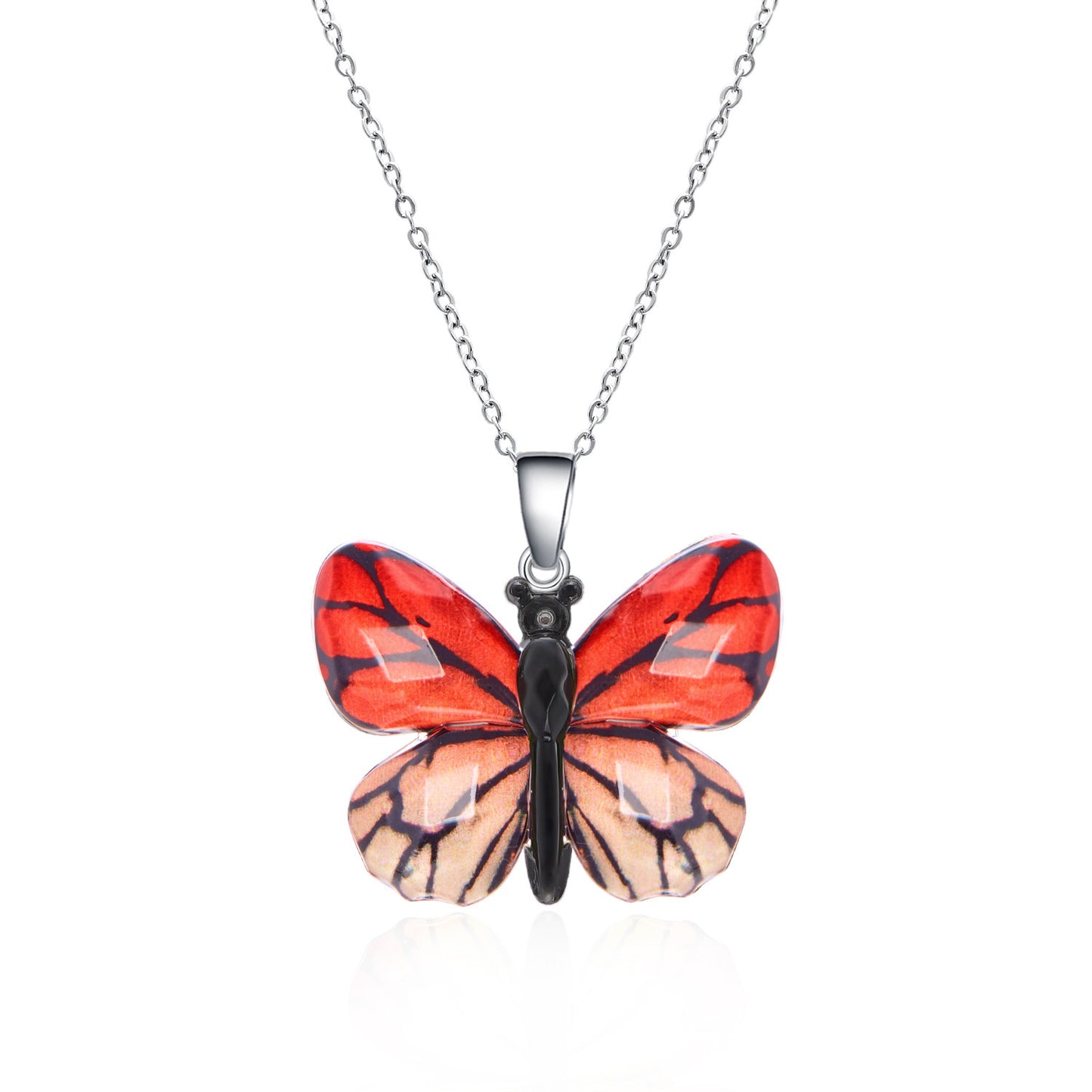 Women's Stainless Steel Retro Multi-color Butterfly Necklace