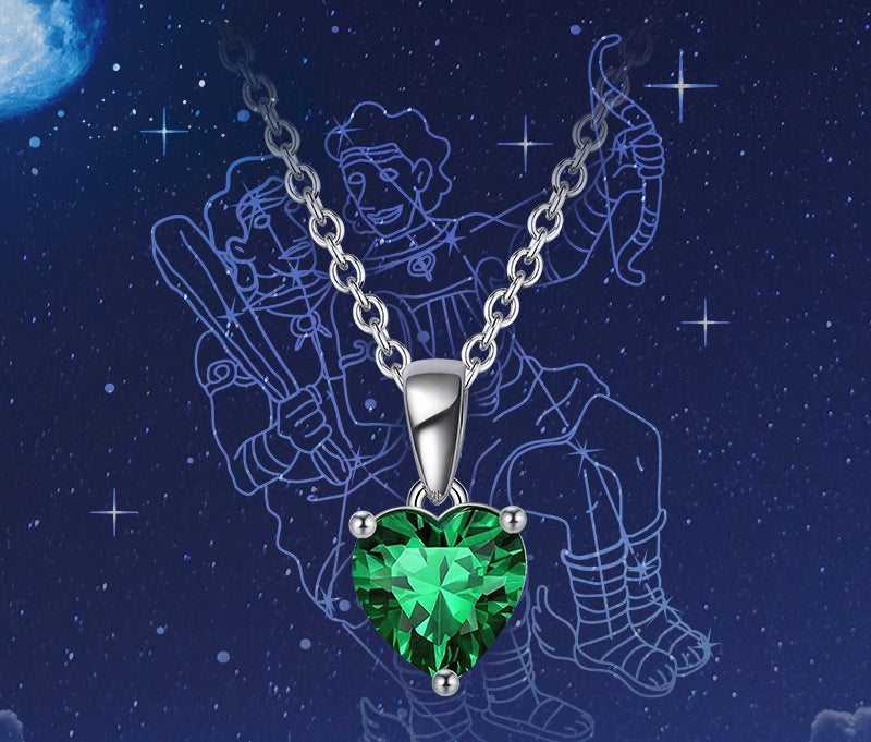 Sterling Silver Necklace Zodiac Three-Claw Birthstone