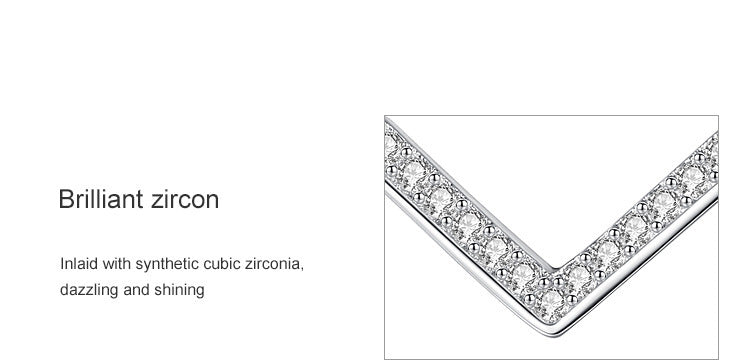S925 Sterling Silver V-shaped Necklace Women's Full Diamond Simple