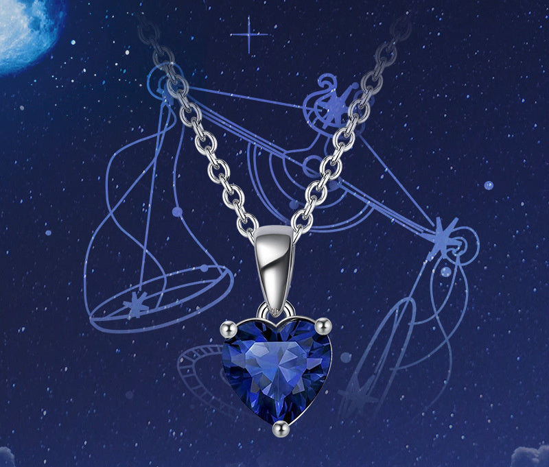 Sterling Silver Necklace Zodiac Three-Claw Birthstone