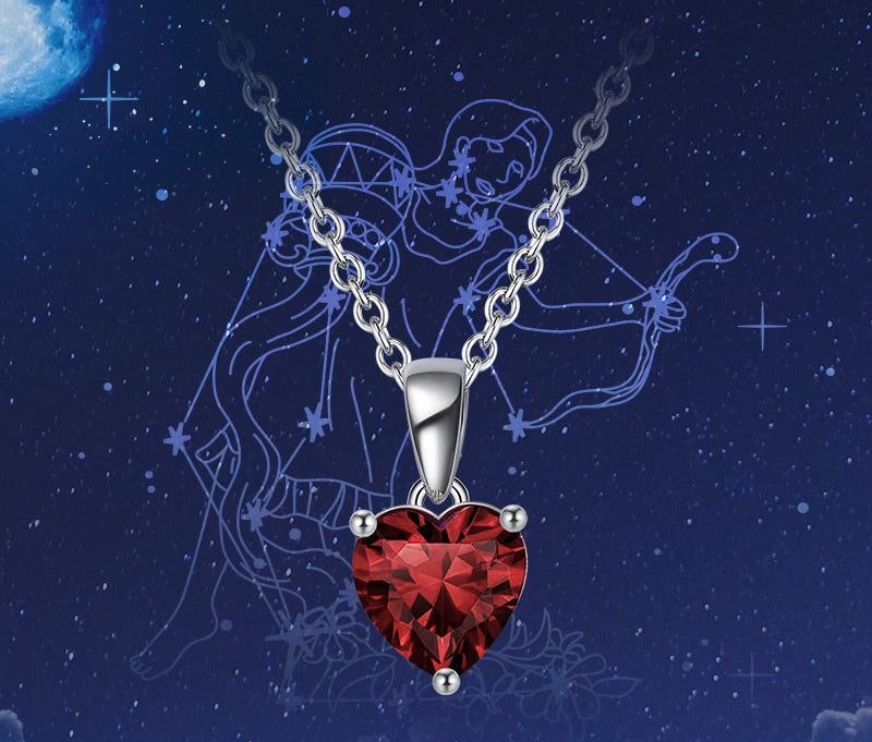 Sterling Silver Necklace Zodiac Three-Claw Birthstone